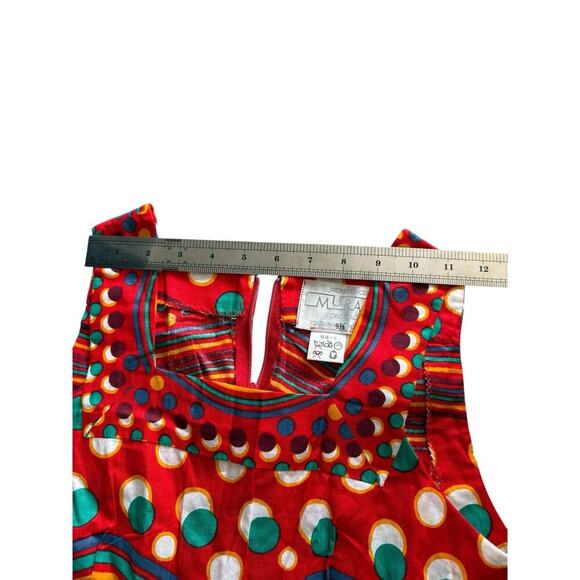 Vintage 80s Japanese Red Polka Dot Midi Dress Maximalist Yokohama Streetwear - Picture 12 of 13